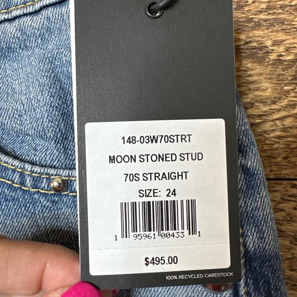 RE/DONE 70's Straight Moon Stoned Stud Jeans Suze 24 NWT - Picture 10 of 14